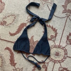 Tori Paver slate grey ruched triangle bikini top